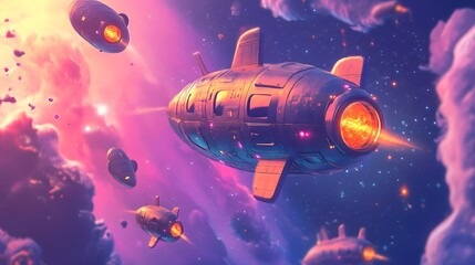 Obraz premium 3d fun cute spaceship images