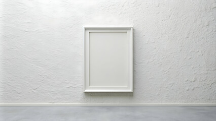 Clean and minimalistic white wall with a white frame, neutral, modern, interior design, empty, blank, simple, contemporary