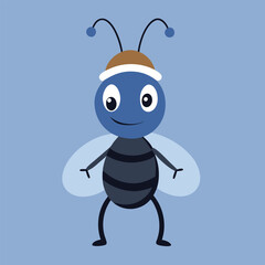 cute ant wear  hat vector illustration