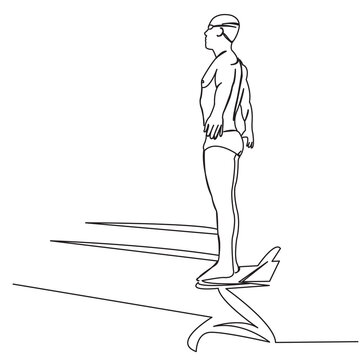 swimmer standing on diving board clip art preview