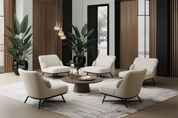 Fototapeta premium Chic Minimalist Lounge Seating Collection in Stylish 3D Visuals