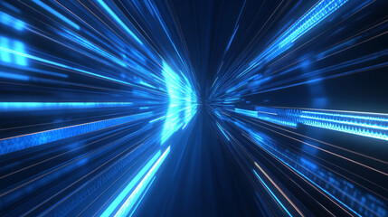 Abstract background featuring fast-moving blue light and arrows, creating a dynamic digital effect.