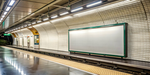 Empty billboard in Paris subway station , Paris, France, urban, advertising, marketing, blank, empty, city