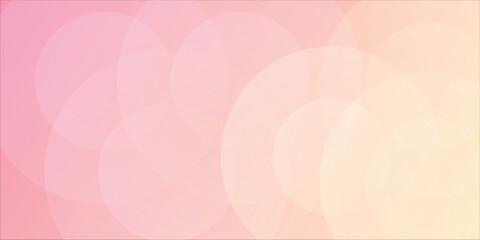 Minimalist banner background, pastel colorful, pink and yellow gradations. Circle effect style geometric, abstract background. Eps 10.