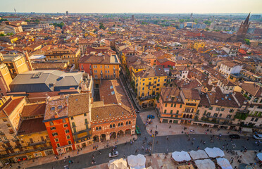Verona city downtown skyline, cityscape of Italy in Europe