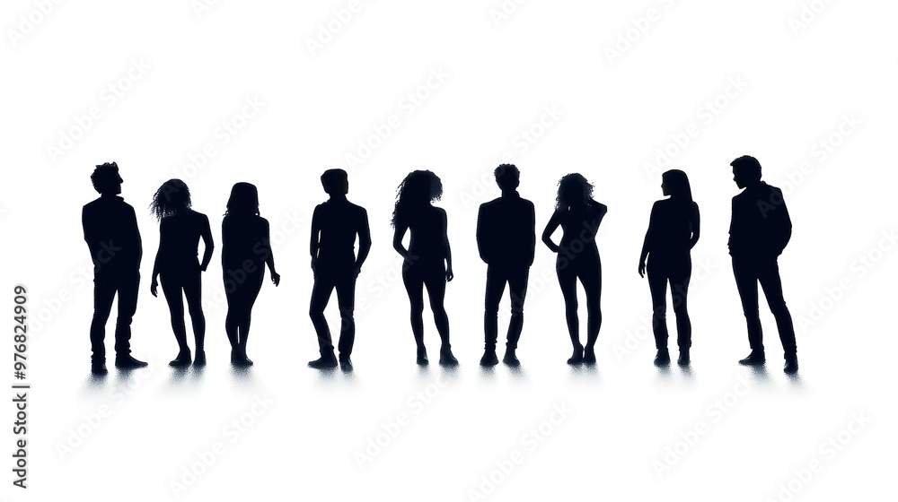 Canvas Prints group of silhouettes people isolated on white background 