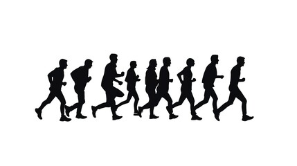 Fototapeta premium People chasing a person running silhouette footwear walking. 