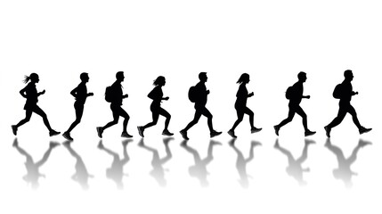 Obraz premium People chasing a person running silhouette footwear walking.