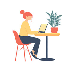 A freelance woman working on a laptop