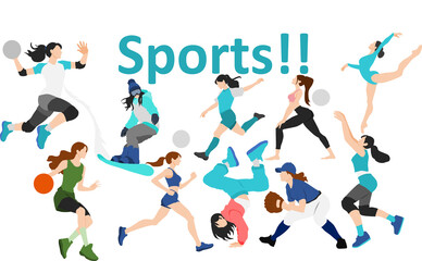 スポーツをする女性たちのイラスト