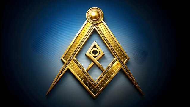 Masonic Freemasonry Golden Square and Compass emblem icon in rendering, Masonic, Freemasonry, Golden, Square