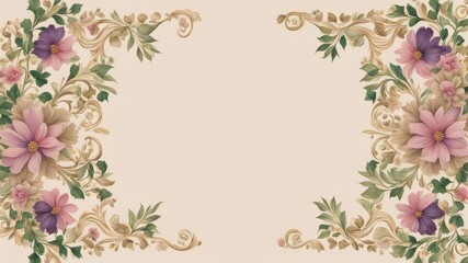 Naklejka premium Vintage floral frame design with green leaves and flowers, vector illustration for paper texture or wallpaper