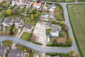 Aerial photo of a typical housing estate in the village of Boston Spa in Leeds West Yorkshire with...
