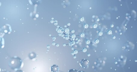 Folinic acid, rotating 3D model of chemotherapy antidotes, seamless looped video, molecular structure with selective focus