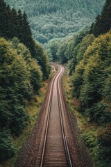 Obraz premium Train Track in Lush Green Forest