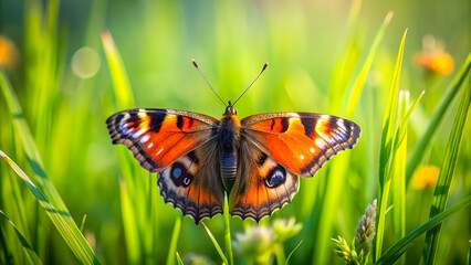 Obraz premium Butterfly Polowiec Szachownica sitting on a meadow, butterfly, insect, polowiec szachownica, nature, meadow, colorful
