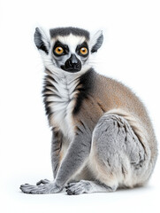 Obraz premium A Lemur Catta smiling isolated on a white background