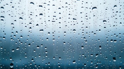 Misty Serenity, delicate rain droplets cascade down a fogged windowpane, creating a tranquil ambiance, the soft blur enhances the peaceful atmosphere and invites reflection.