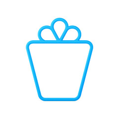 Obraz premium Realistic blue festive gift box frame shape with bow birthday Christmas holiday design vector illustration. Luxury glossy cardboard present package border Xmas bauble festive decor isolated