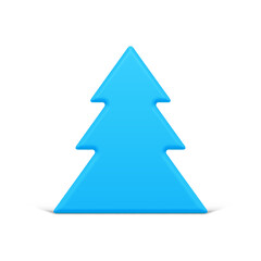 Fototapeta premium Minimalist slim luxury blue Christmas tree curved triangle decorative design isometric vector illustration. Expensive Xmas spruce realistic bauble festive winter holiday celebrating isolated