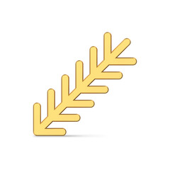 Glossy minimalistic gold tree branch with sticks decorative design 3d realistic vector illustration. Bright shiny glass or metallic wooden part Christmas decor Xmas spruce toy for holiday celebration