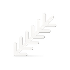 Minimalistic white tree branch with sticks decorative design 3d realistic vector illustration. Bright shiny glass or metallic wooden part Christmas decor Xmas spruce toy for holiday celebration