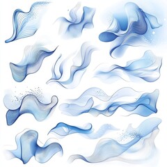 Abstract Blue Wavy Lines  Swirling Shapes  Flowing Design Elements  Graphic Design  Vector Illustration  Digital Art