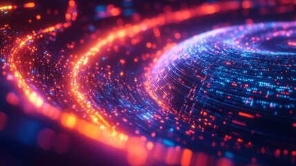 Obraz premium Futuristic Global Cyber Database - Abstract Data Blend with AI Elements in Dynamic 3D Rendering