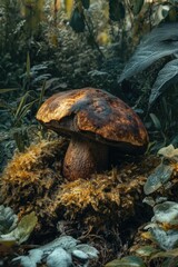 Fototapeta premium Mushroom on Moss Pile