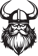 Black and White Illustration of a Viking Face