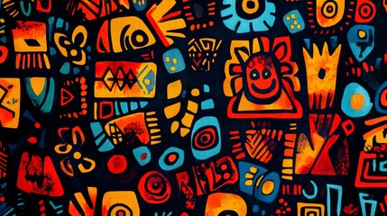 A traditional Chilote textile pattern featuring bold contrasting shapes, representing island life, High quality, sharp images,graphic,illustration