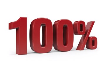 A 3D render of the text 100% in red