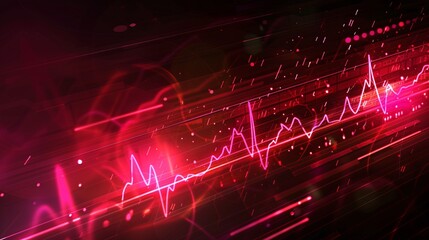 Fototapeta premium A vibrant digital illustration showcasing a heartbeat pulse and ECG lines, representing modern cardiology technology.