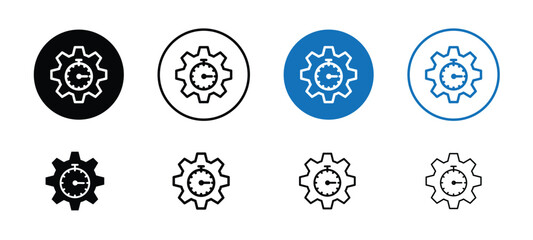 Efficiency icon with a stop watch inside the gear, editable efficiency icons set, editable work efficiency icon with a stop watch inside the gear