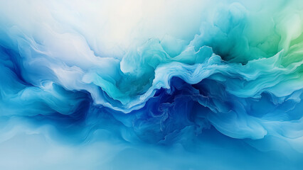 Cyan Green Elegance: Abstract Glass with Marble Patterns