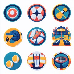 Colorful Circular Icons with Sports and Leisure Activities