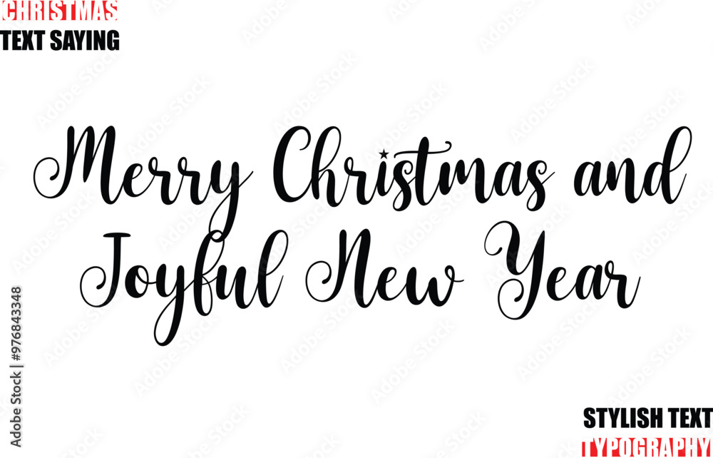 Fototapete merry christmas and joyful new year typescript cursive text christmas quote