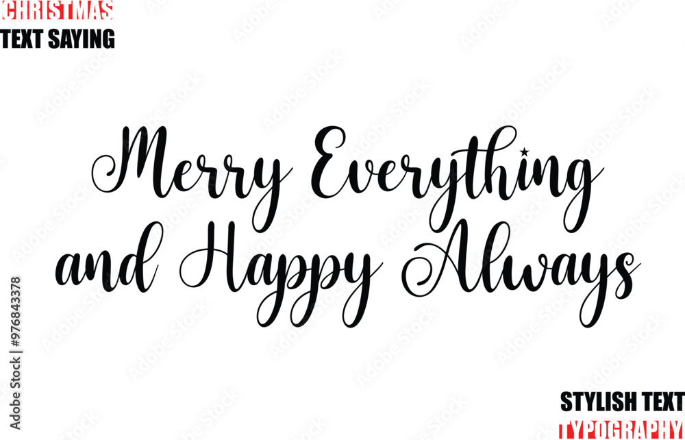 Fototapete merry everything and happy always typescript cursive text christmas quote