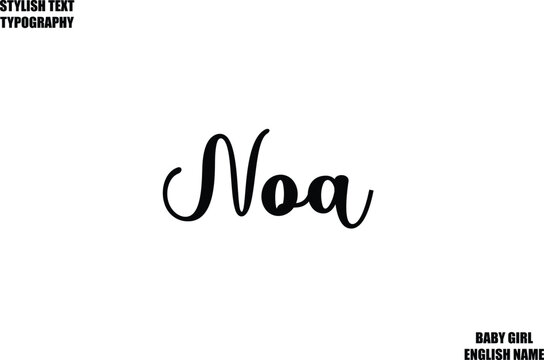 Woman's Name Noa Hand Drawn Lettering Vector Cursive Text Typography 