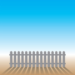 Picket fence with blank background. Vector illustration. Design garden element