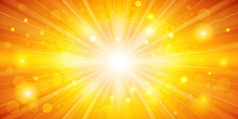 Fototapeta premium Bright sunbeams shining on a vibrant yellow and orange summer background , sunshine, beams, sunny, summer, vibrant, yellow, orange, bright