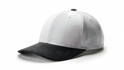 Fototapeta premium Baseball cap white and black templates with front views isolated on white background, baseball cap, white