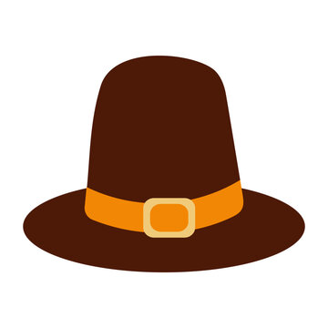 brown pilgrim hat with orange buckle clip art preview