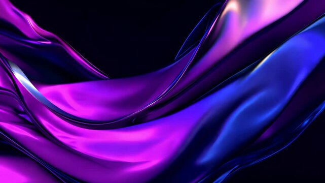 Abstract fluid shape background with a purple and blue gradient color, on a dark background.