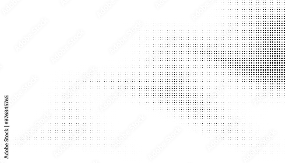 Aufkleber Monochrome gradient halftone dots background. Overlay png illustration. Abstract grunge dots on transparent background