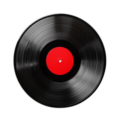 Fototapeta premium Retro vinyl record with a red label on a black background