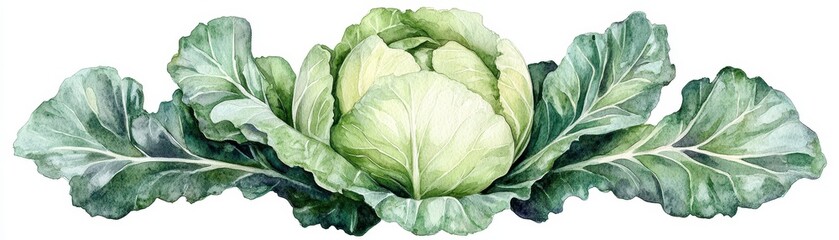 Obraz premium Fresh green cabbage with vibrant leaves, perfect for culinary designs, healthy eating, and organic farming themes.