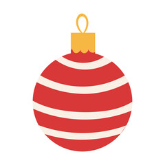 A red and white striped ornament with a gold center. The ornament is a Christmas decoration. The design is simple and elegant