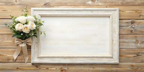 Rustic wedding elegance with a blank white framed poster for personalized celebrations, rustic, wedding, elegance