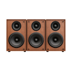 Vintage wooden speakers with powerful bass and treble drivers